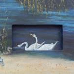 Two Swans A' Swimming
18" x24" Wrapped and indented Canvas
 
